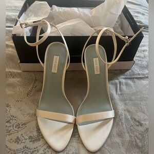 NWT Nine West Reina Anke Strap Heels - Ivory Satin